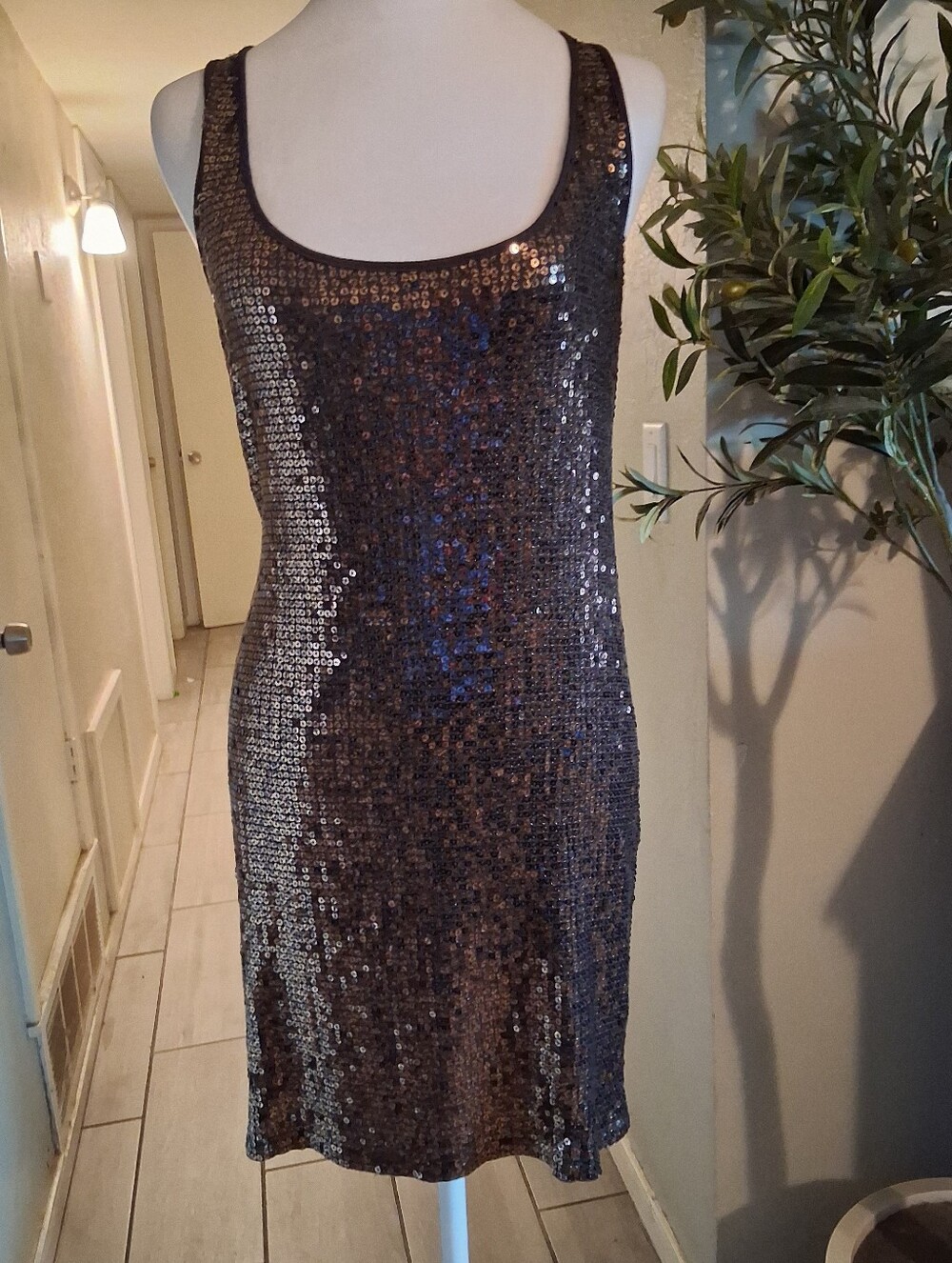 Michael Kors Sequin Dress Brown Gold SzL Party New Year Celebration Whimsy